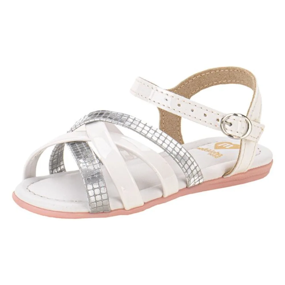 Sandália Infantil Feminina Baby Molekinha 2114274 BRANCO/PRATA 17