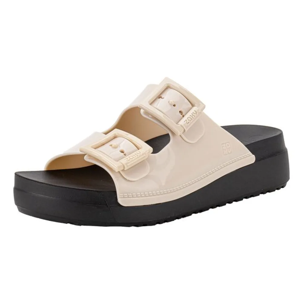 Sandália Feminina Conforto Partner High Zaxy 19059 PRETO/MARFIM 35