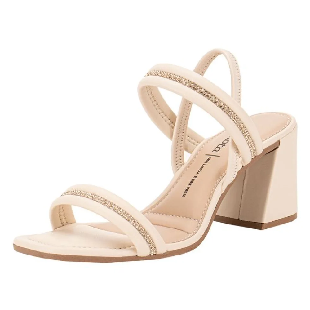 Sandália Feminina Salto Grosso Dakota Y8391 MARFIM 01 34