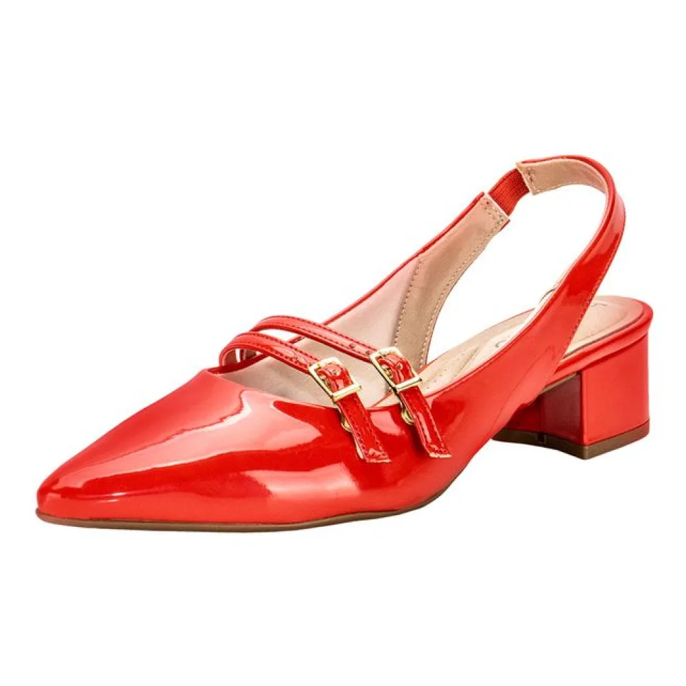 Sapato Feminino Salto Grosso Beira Rio 4182224 VERMELHO 34