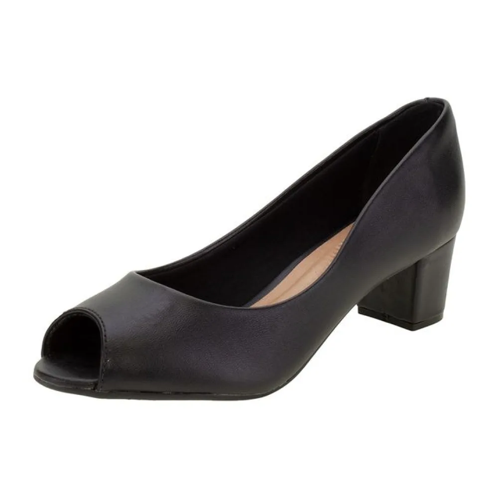 Peep Toe Feminino Salto Baixo Beira Rio - 4777300 PRETO 36