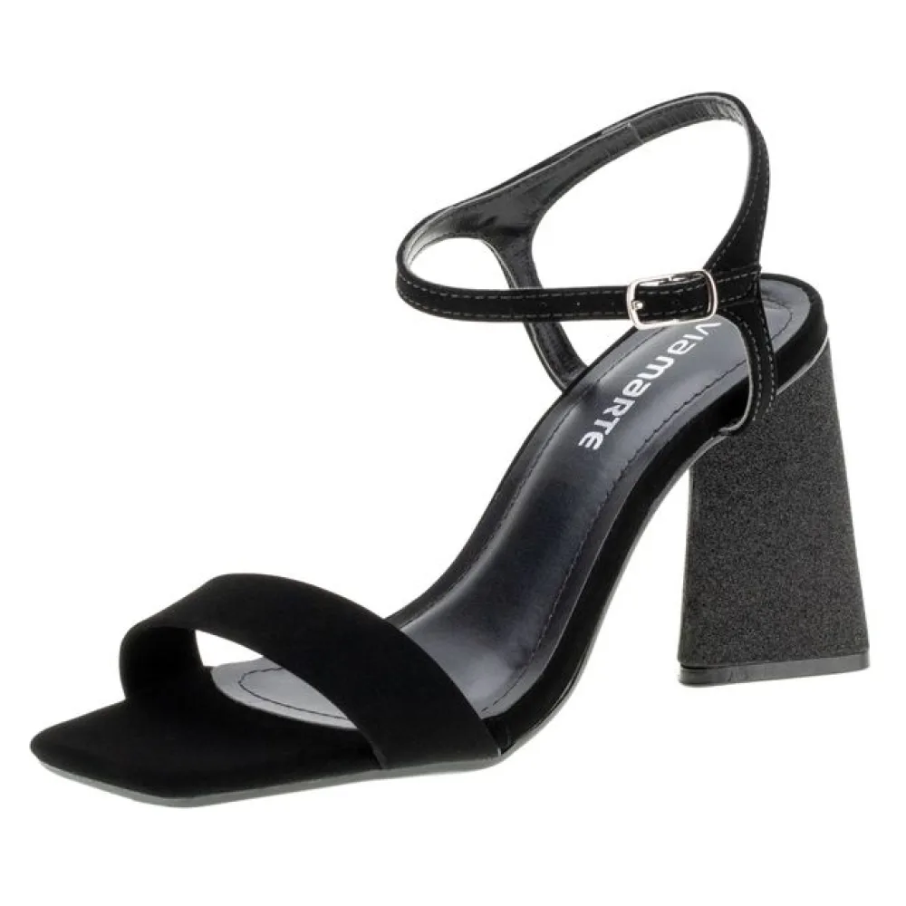 Sandália Feminina Salto Grosso Via Marte - 2217108 PRETO/NOBUCK 35
