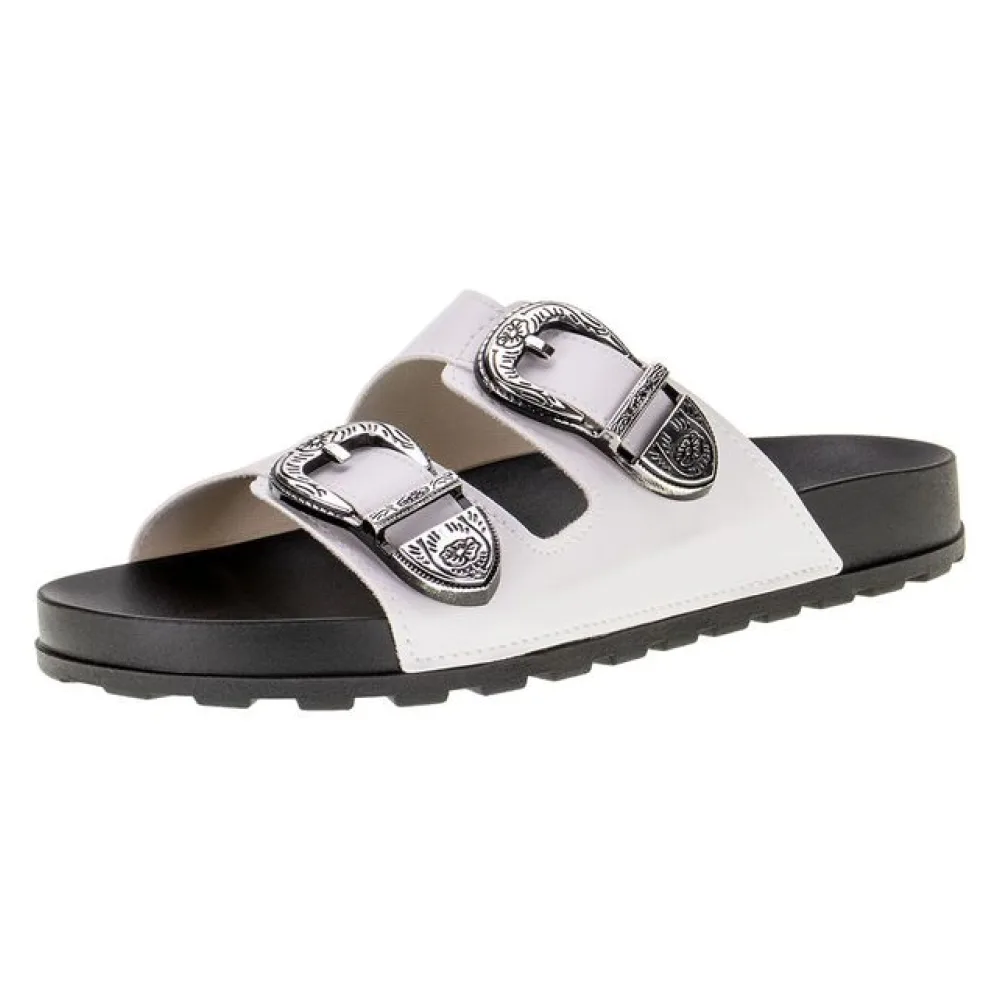 Sandália Feminina Conforto Moleca - 5436402 BRANCO/PRETO 34