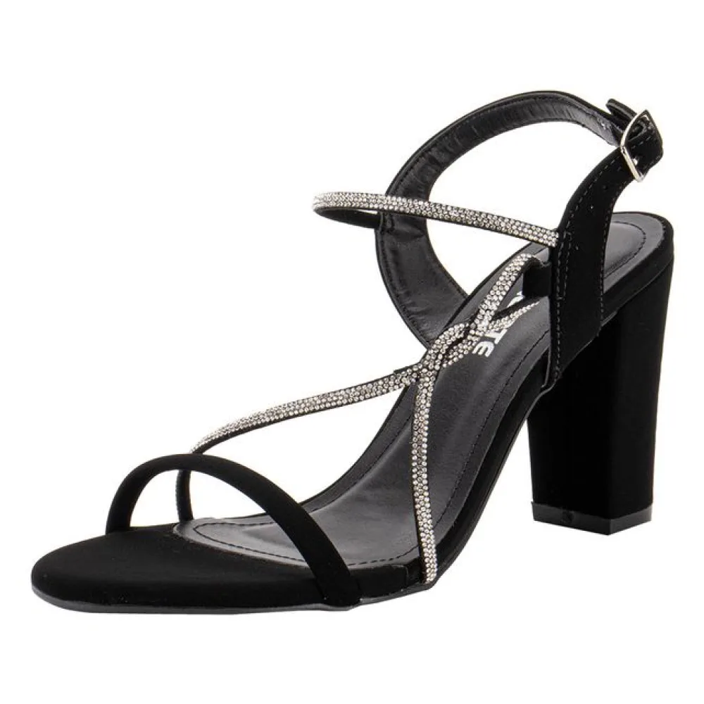 Sandália Feminina Salto Grosso Via Marte 142001 PRETO/NOBUCK 34