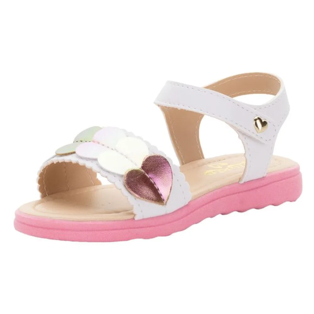 Sandália Infantil Feminina Lily Kids - 10141 BRANCO/ROSA 21