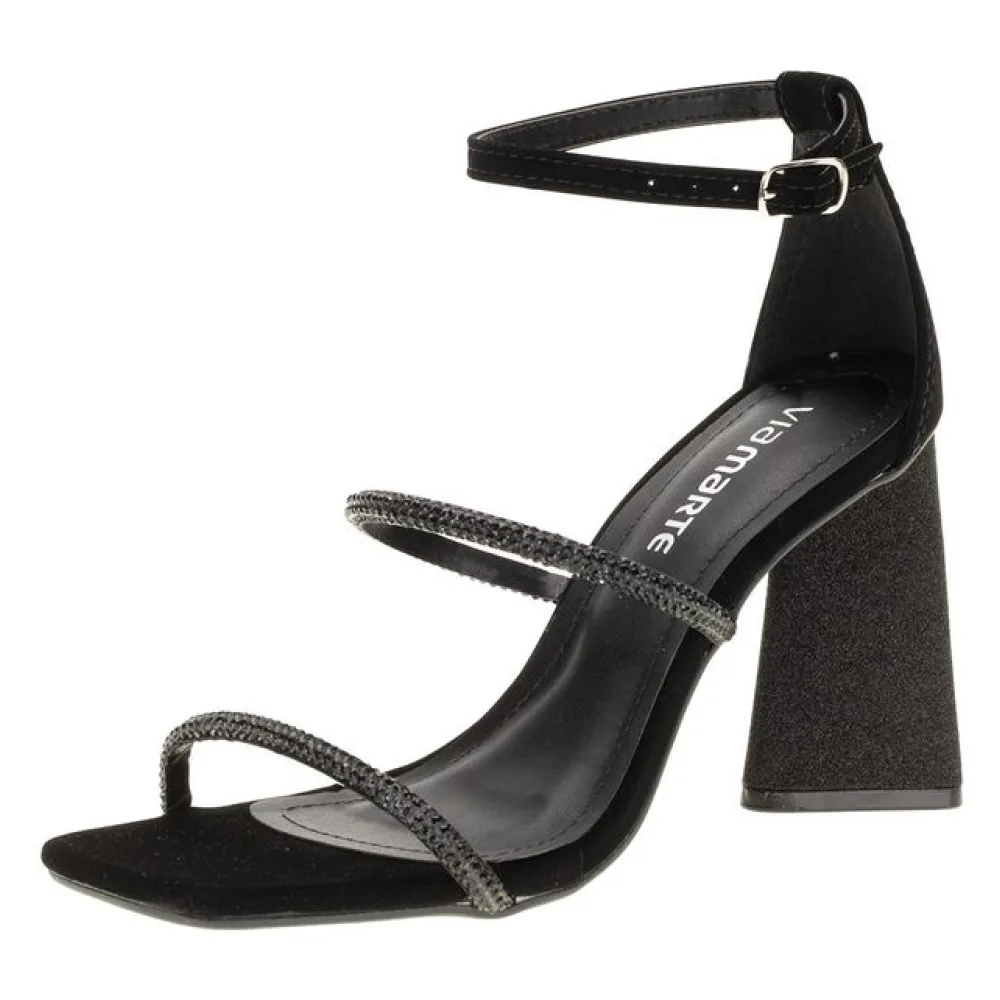 Sandália Feminina Salto Alto Via Marte - 2217105 PRETO/NOBUCK 38