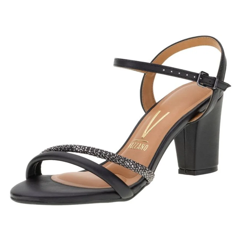 Sandália Feminina Salto Grosso Vizzano - 62621009 PRETO 34