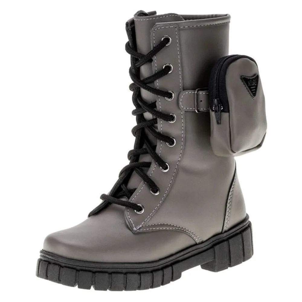Bota Infantil Coturno Nilqi - 1550 CINZA 28