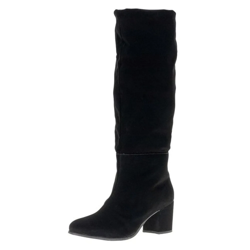 Bota Feminina Cano Médio Villa Rosa - 25088 PRETO/NOBUCK 35