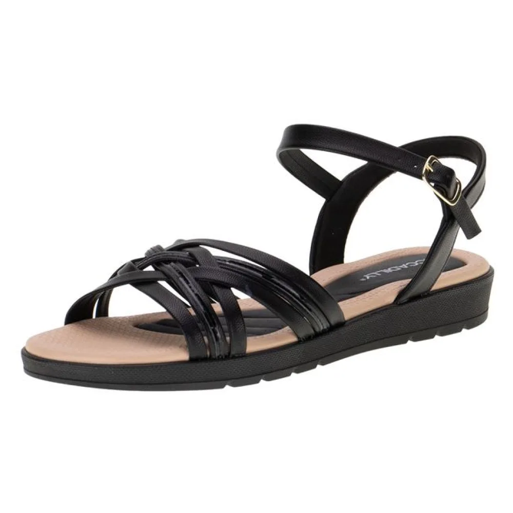 Sandália Feminina Flat Piccadilly - 410026 PRETO 01 37
