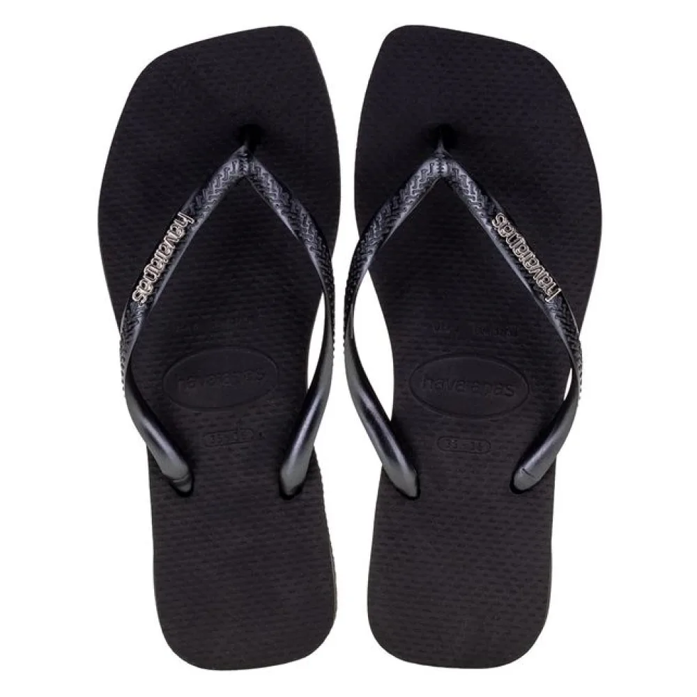 Chinelo Feminino Slim Square Logo Metallic Havaianas - 4148257 PRETO 39/40