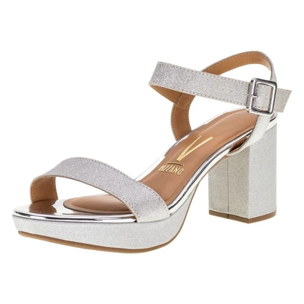Sandália Feminina Salto Grosso Vizzano - 6425110 PRATA 34
