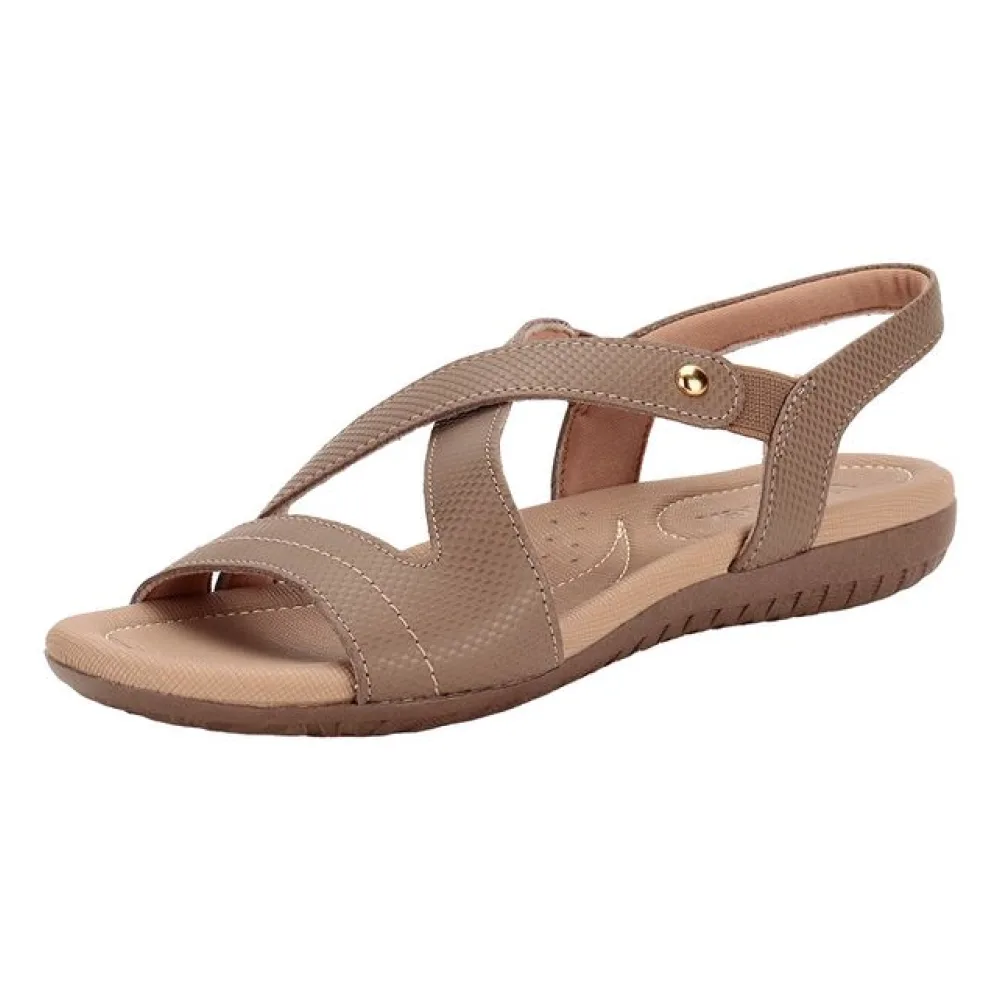 Sandália Feminina Flat Usaflex R1804 CAQUI 34