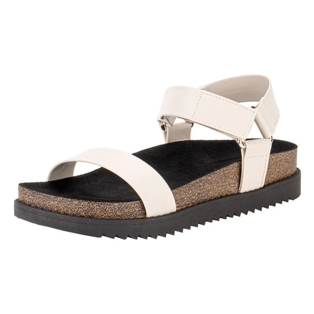 Sandália Feminina Flat Moleca 5500101 BEGE/PRETO 34