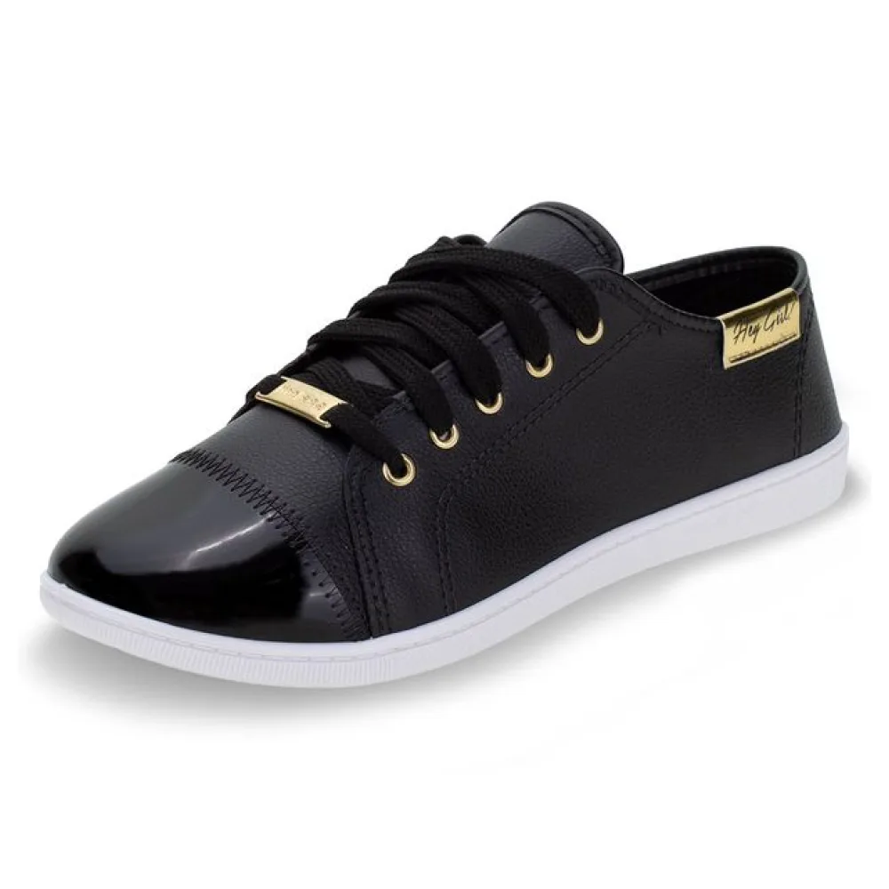 Tênis Feminino Casual Moleca - 5605412 PRETO 34