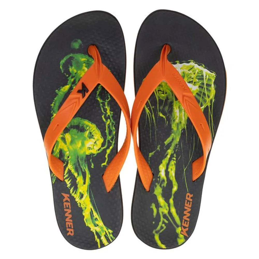Chinelo Masculino Summer Kenner - DHQ02 PRETO/LARANJA 37