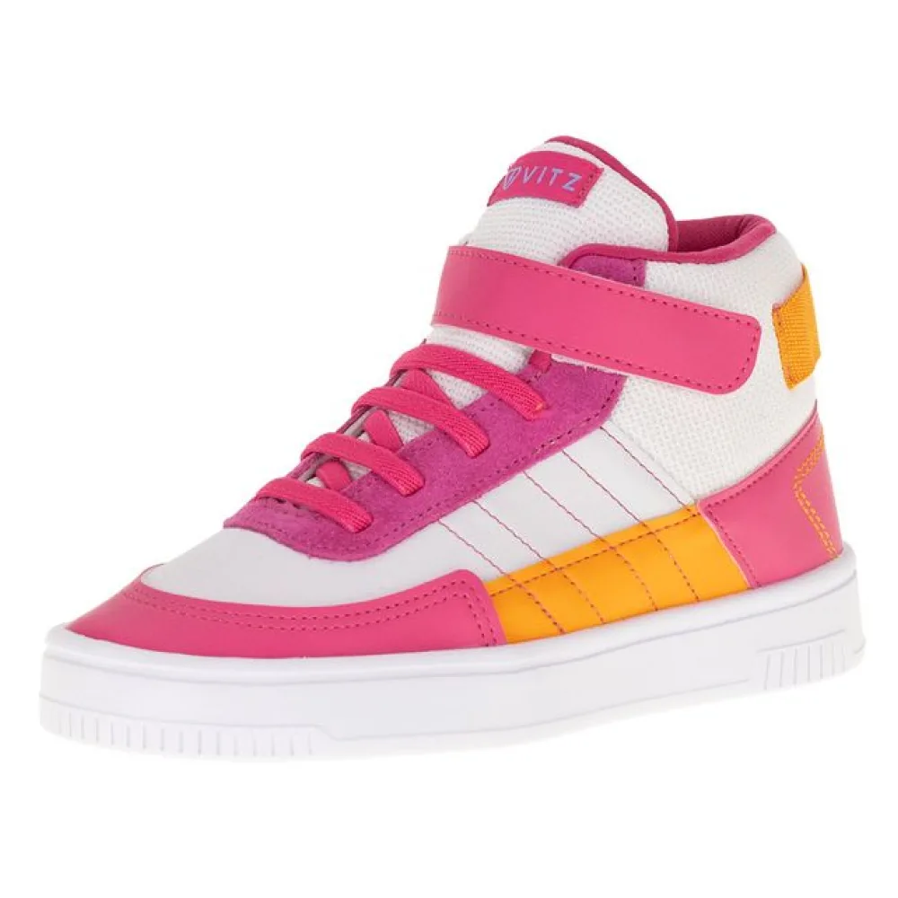 Tênis Infantil Cano Alto Fly VITZ - 250015 BRANCO/ROSA 29