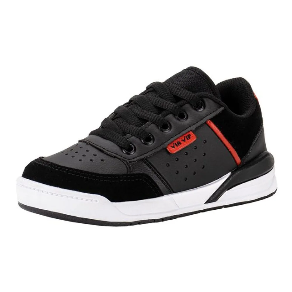 Tênis Infantil Masculino Via Vip VV4009 PRETO/VERMELHO 30