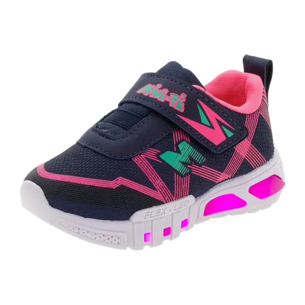 Tênis Infantil Led Minipé - MP2101 AZUL/ROSA 21