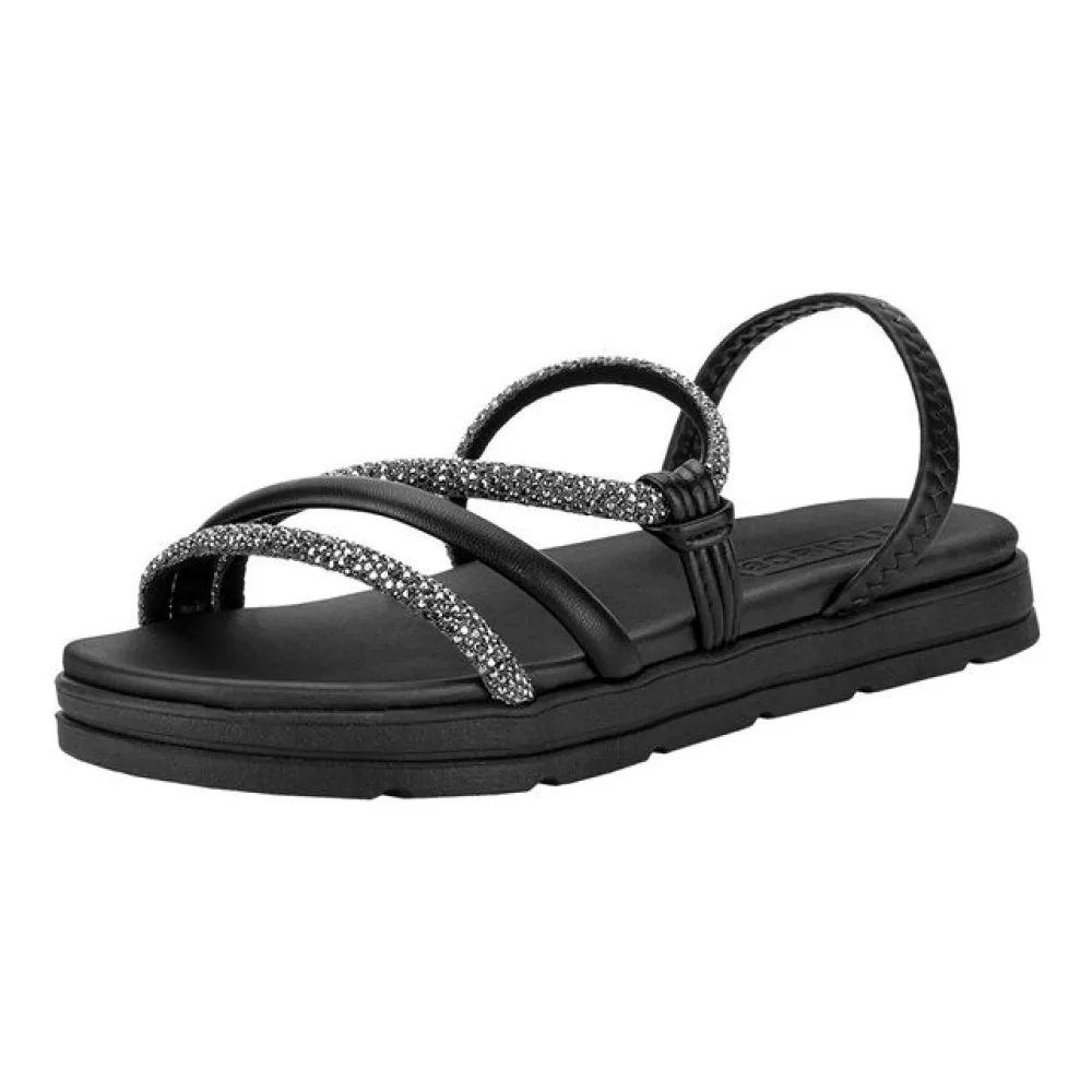 Sandália Feminina Flat Moleca 5490113 PRETO 37