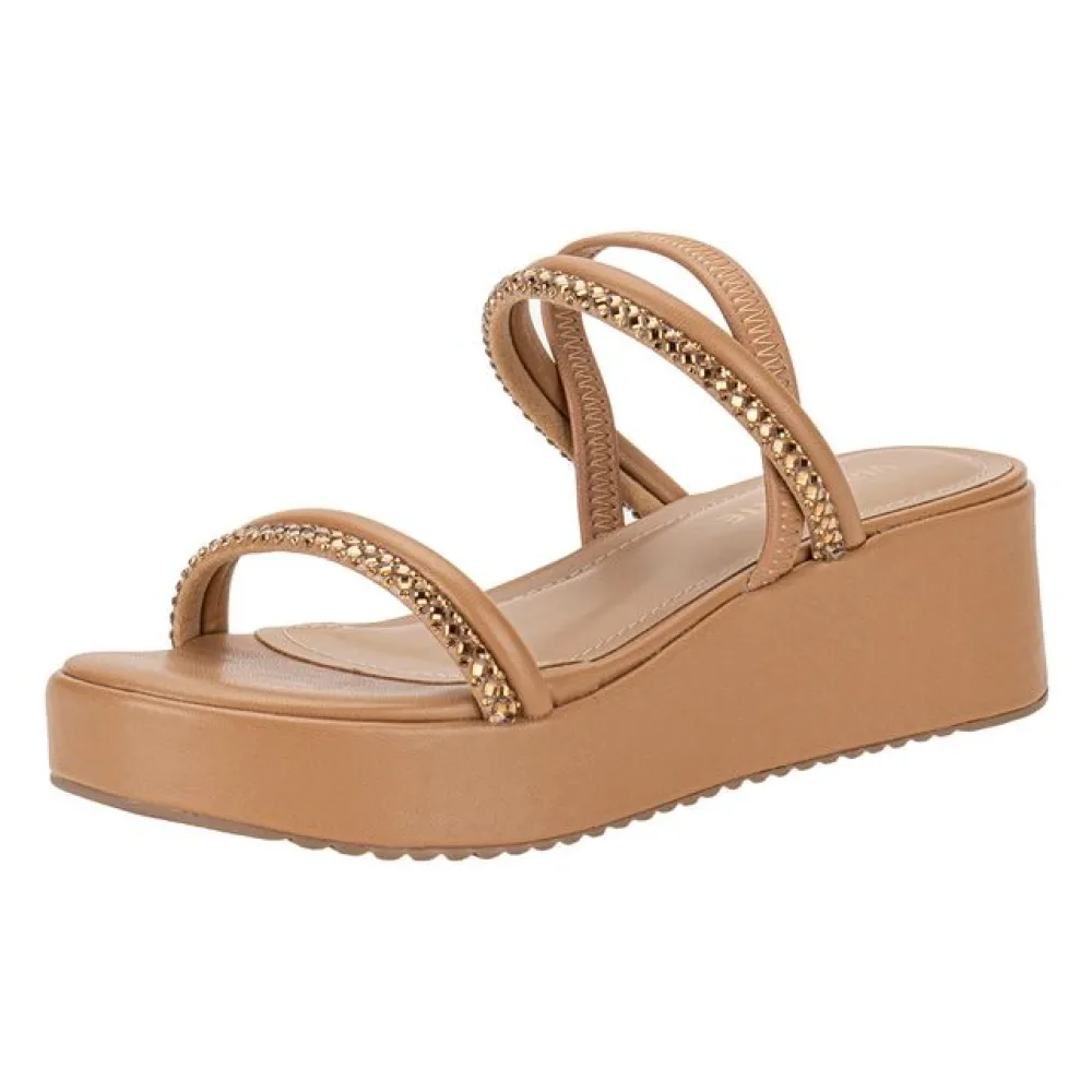 Sandália Feminina Anabela Via Marte 167008 CAMEL 01 37