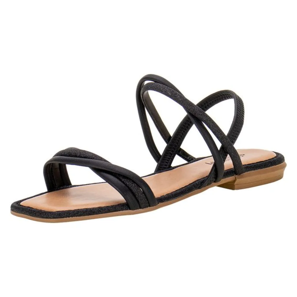 Sandália Feminina Rasteira Mississipi - Q9662 PRETO 34