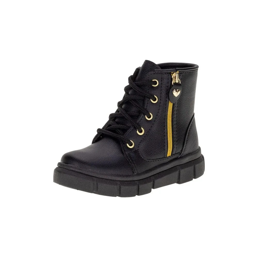 Bota Infantil Feminina Coturno Lily Kids 16030 PRETO 21