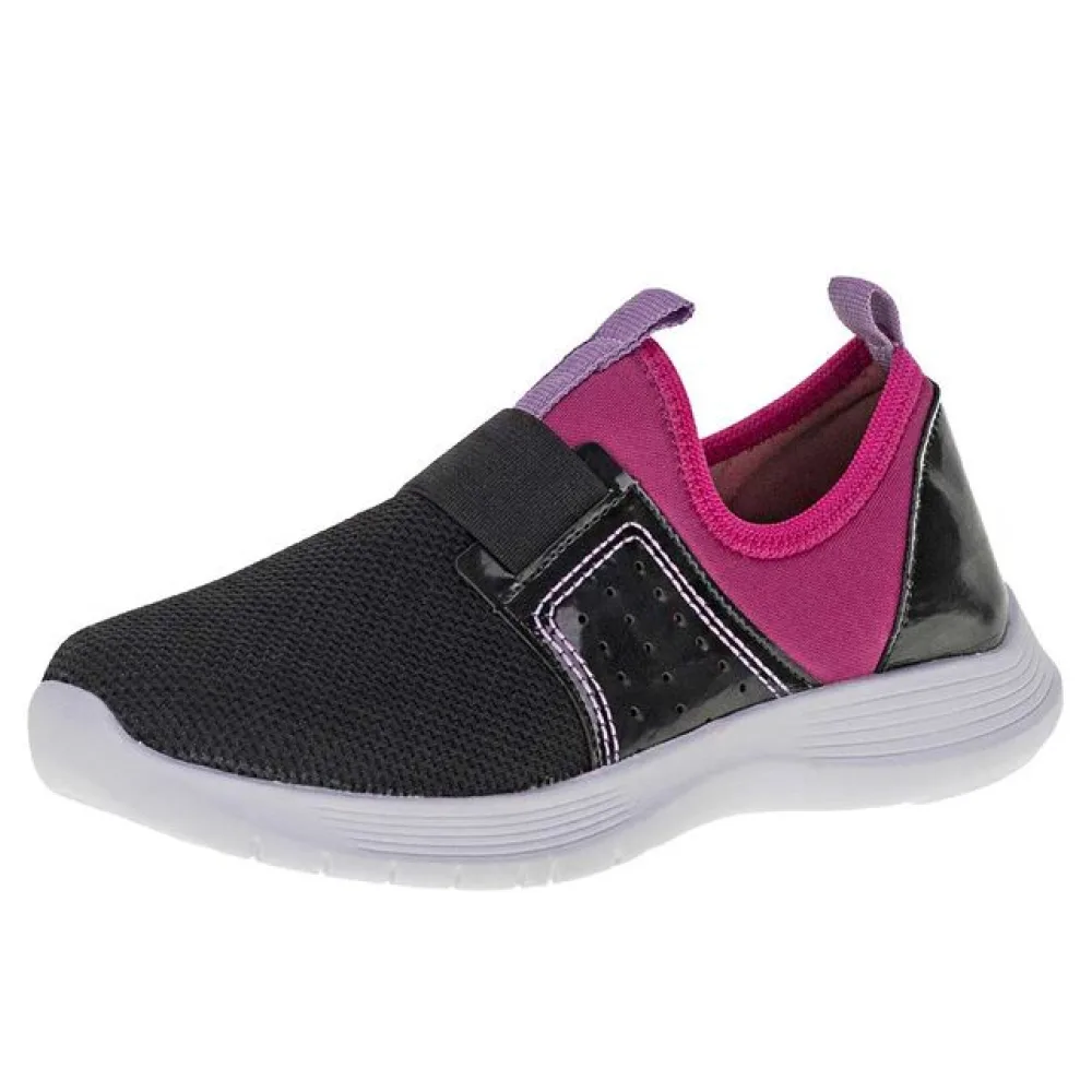 Tênis Infantil Feminino Ju Flores - 32025 PRETO/ROSA 34