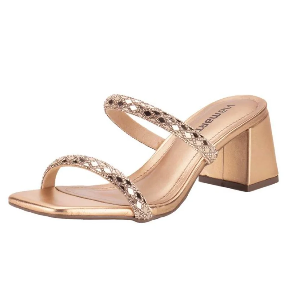 Tamanco Feminino Salto Grosso Via Marte 171011 BRONZE 39