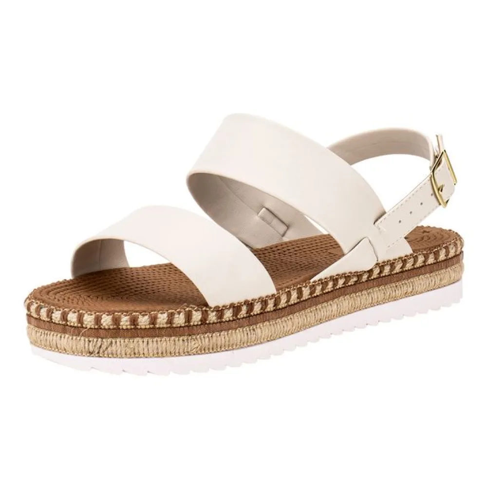 Sandália Feminina Flat Moleca 5447518 MARFIM 34
