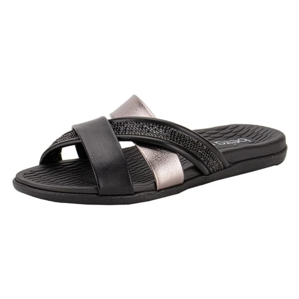Tamanco Feminino Flat Beira Rio 8544103 PRETO/CINZA 35
