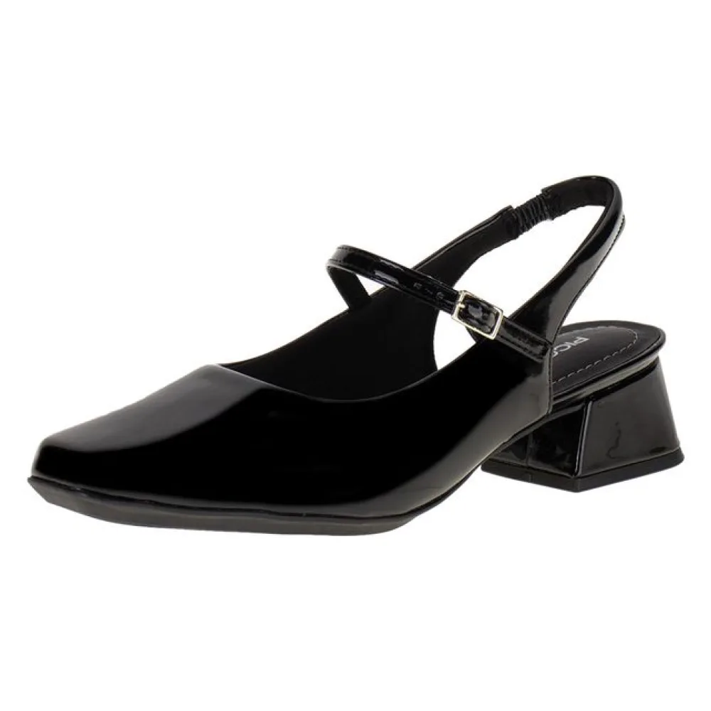 Sapato Feminino Salto Grosso Piccadilly - 160070 VERNIZ/PRETO 34