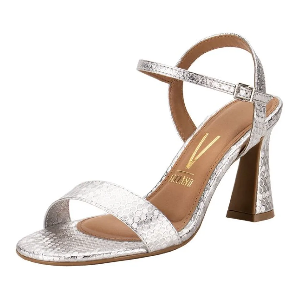 Sandália Feminina Salto Grosso Vizzano 6517200 PRATA 34
