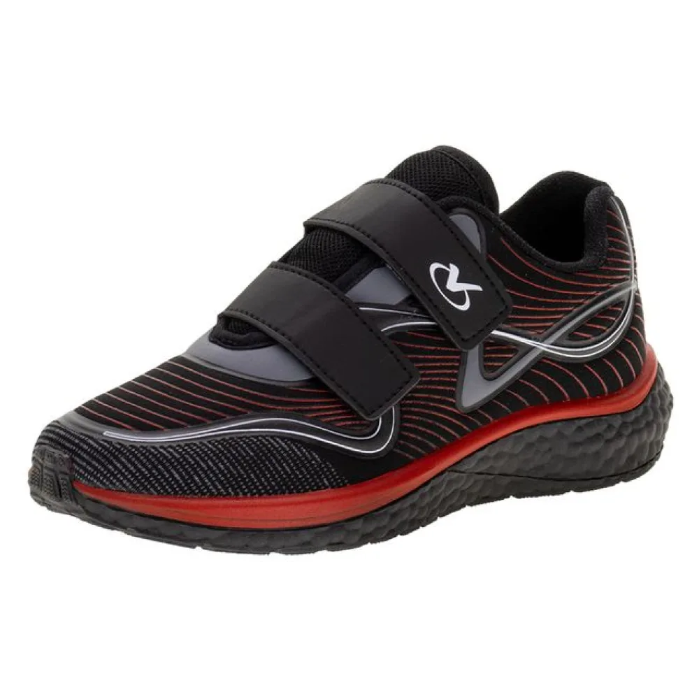 Tênis Infantil Via Vip - VV9508 PRETO/VERMELHO 28