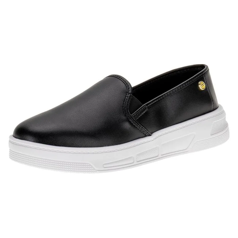 Tênis Feminino Slip On Moleca - 5786100 PRETO/BRANCO 34