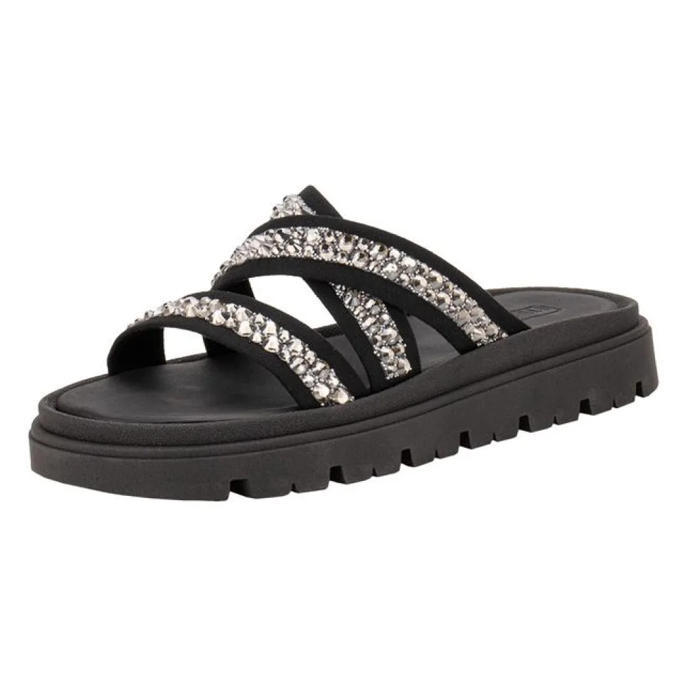 Tamanco Feminino Flat Moleca 5504108 PRETO/CINZA 34