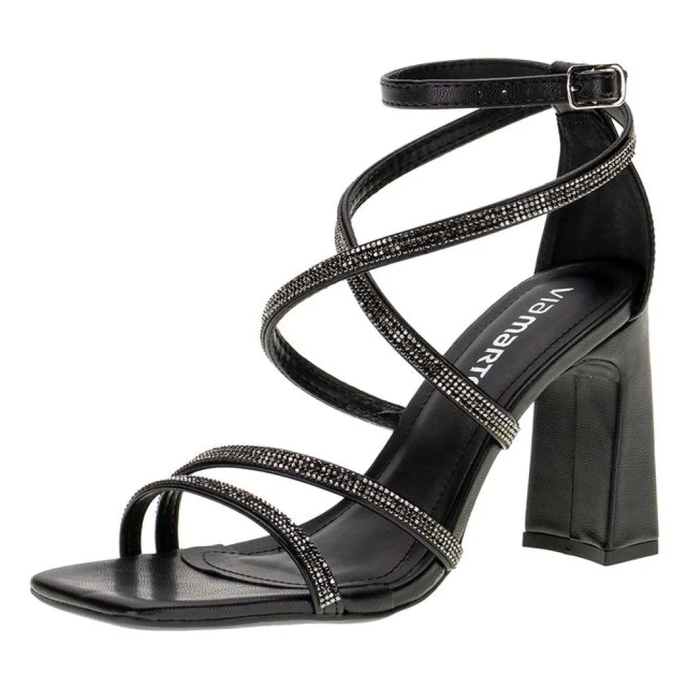 Sandália Feminina Salto Grosso Via Marte - 2318307 PRETO 34