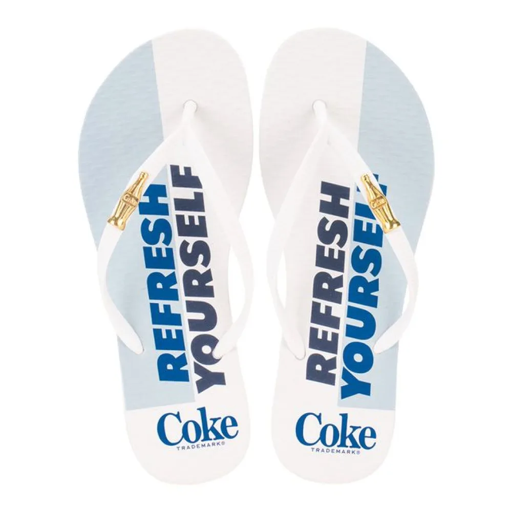 Chinelo Feminino Coke Japan Style Coca Cola CC3984 BRANCO/AZUL 33/34