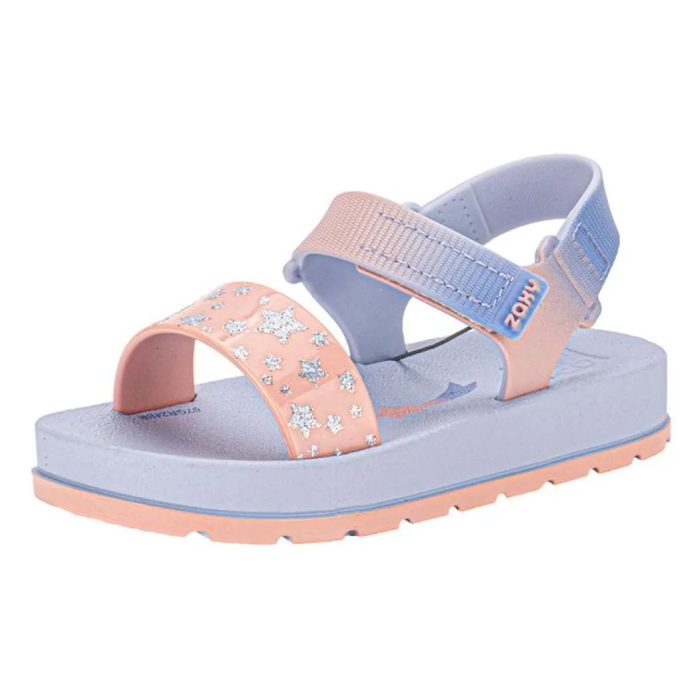 Sandália Infantil Moderninha Print Zaxynina 19060 AZUL/LARANJA 21