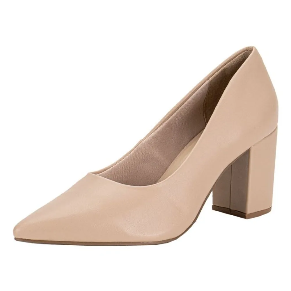 Sapato Feminino Salto Grosso Via Marte 028008 BEGE 34