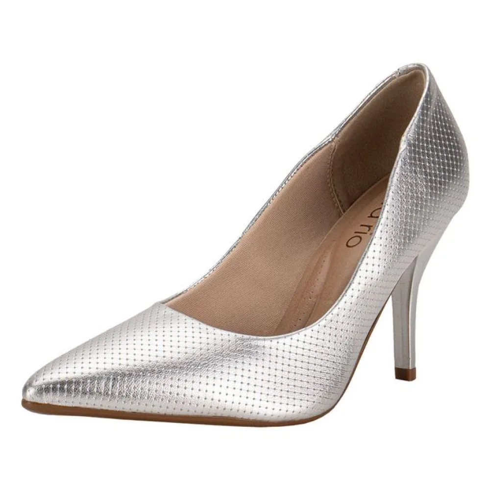 Scarpin Feminino Salto Fino Beira Rio 41221500 PRATA 37