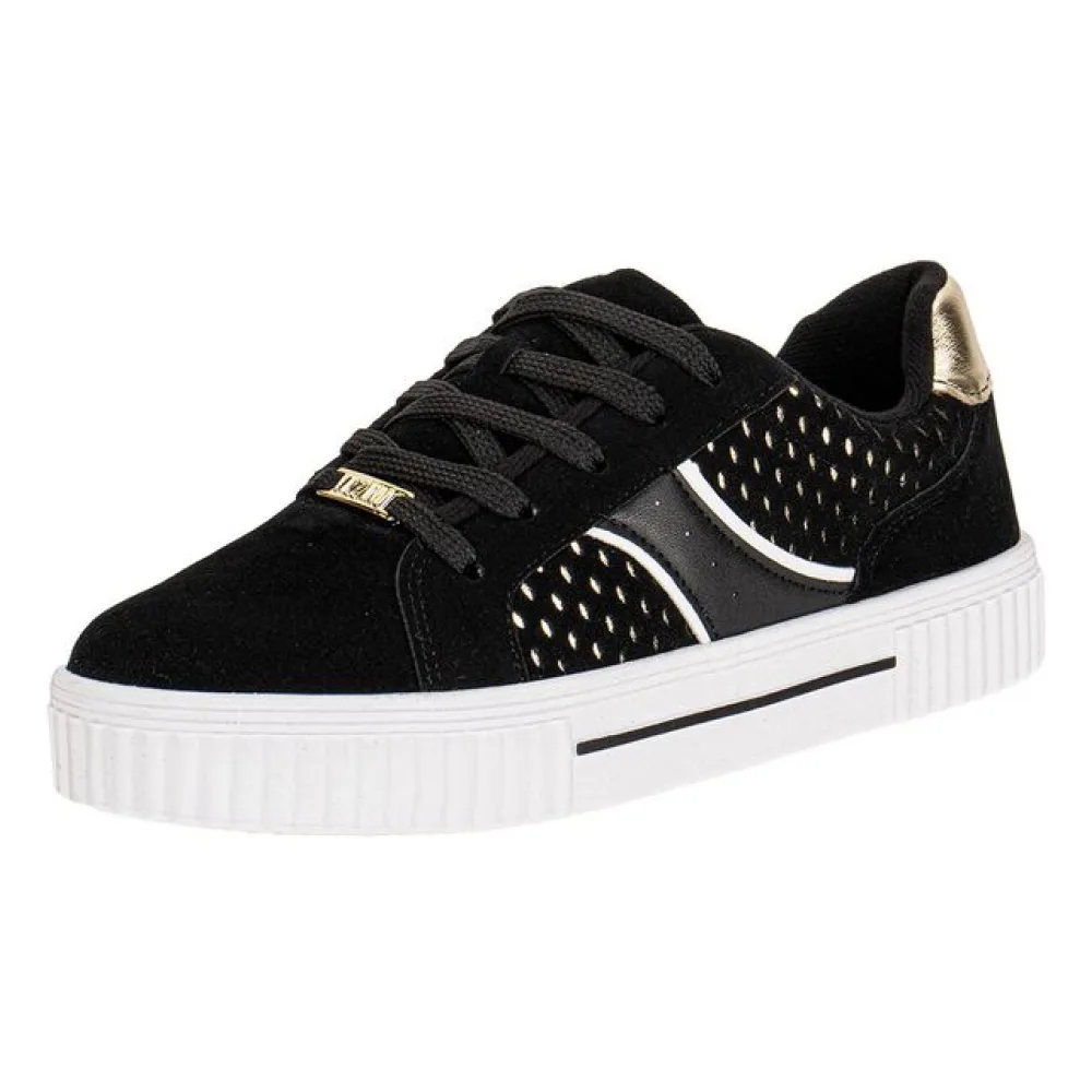 Tênis Feminino Casual Vizzano 1307215 PRETO/DOURADO 35