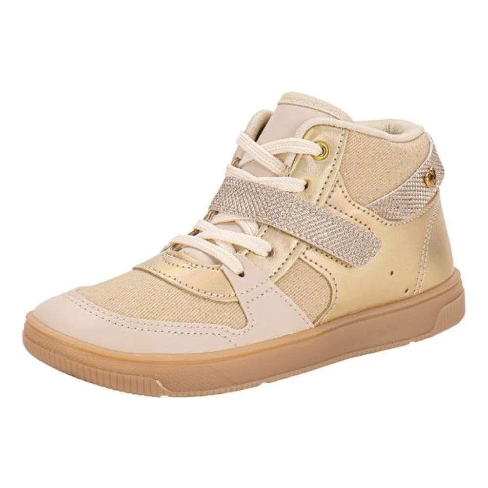 Tênis Infantil Feminino Cano Alto Astral Kidy 3290029 OURO 27