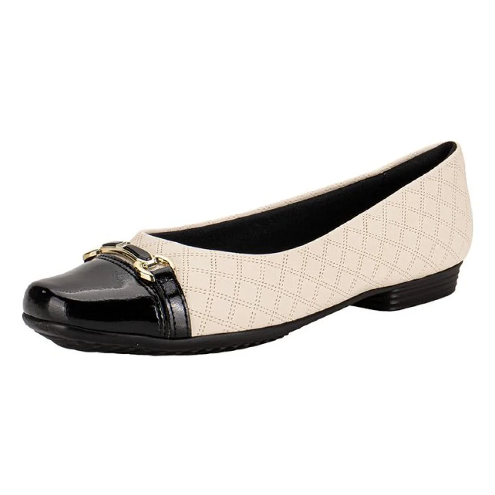 Sapatilha Feminina Flat Piccadilly 250259 BEGE/PRETO 34
