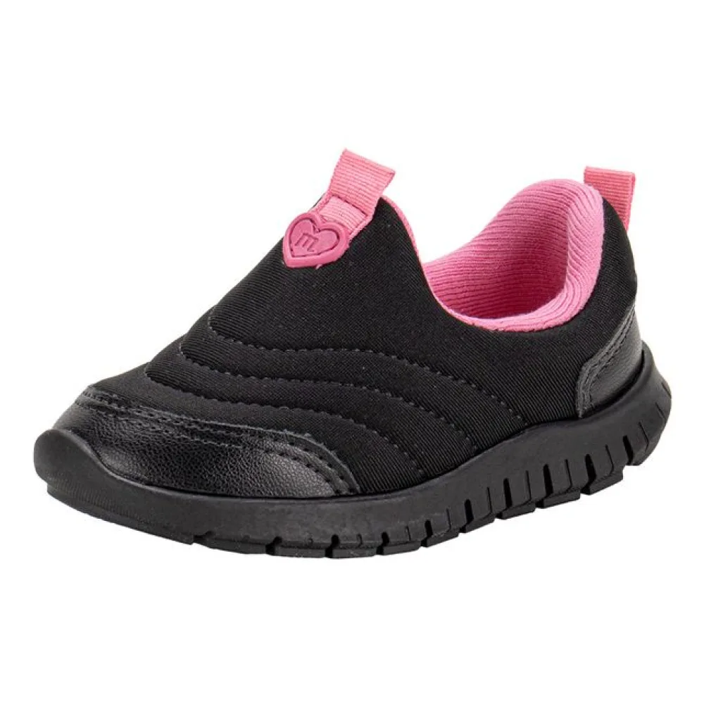 Tênis Infantil Feminino Slip On Baby Molekinha 2736100 PRETO/ROSA 17
