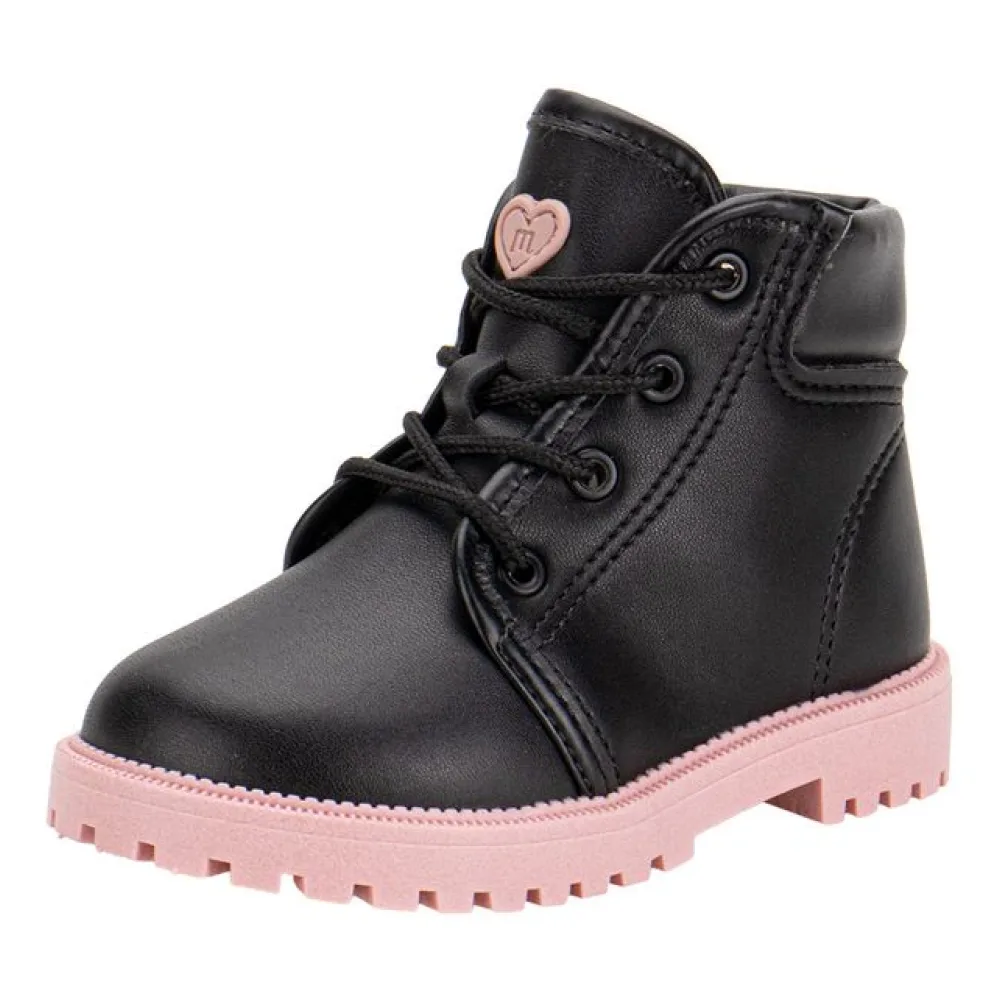 Bota Infantil Feminina Coturno Molekinha 2126528 PRETO/ROSA 17