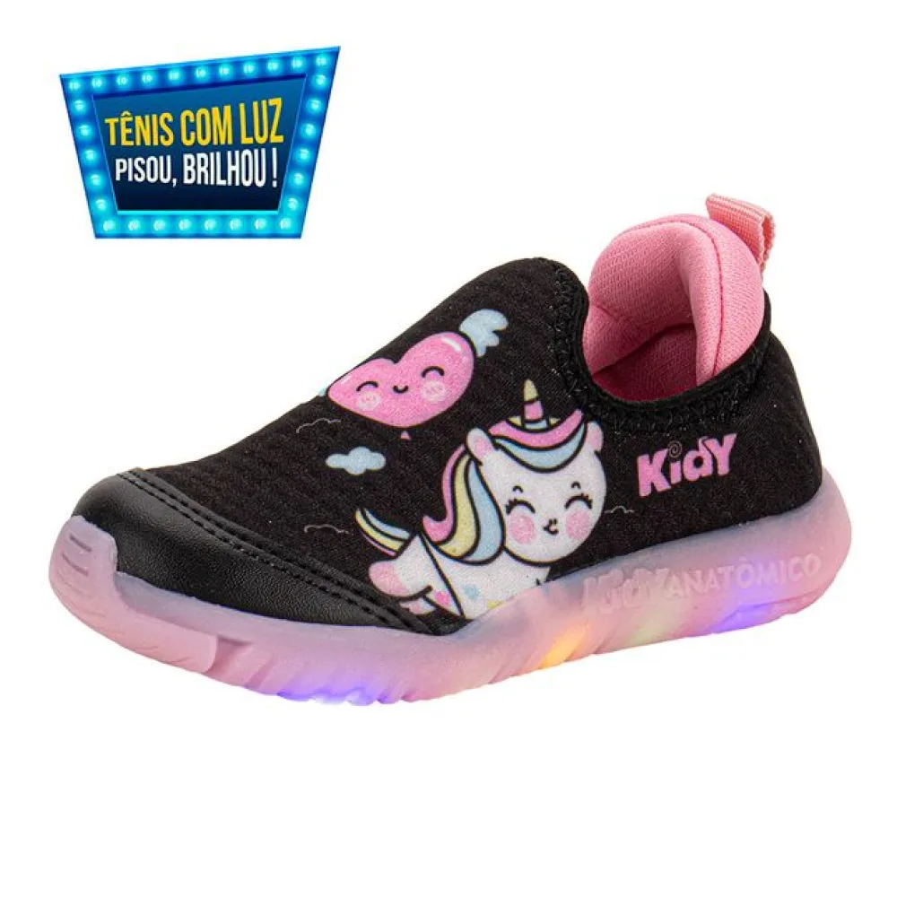 Tênis Infantil Feminino Flex Ligth Kidy 0201198 PRETO/ROSA 22