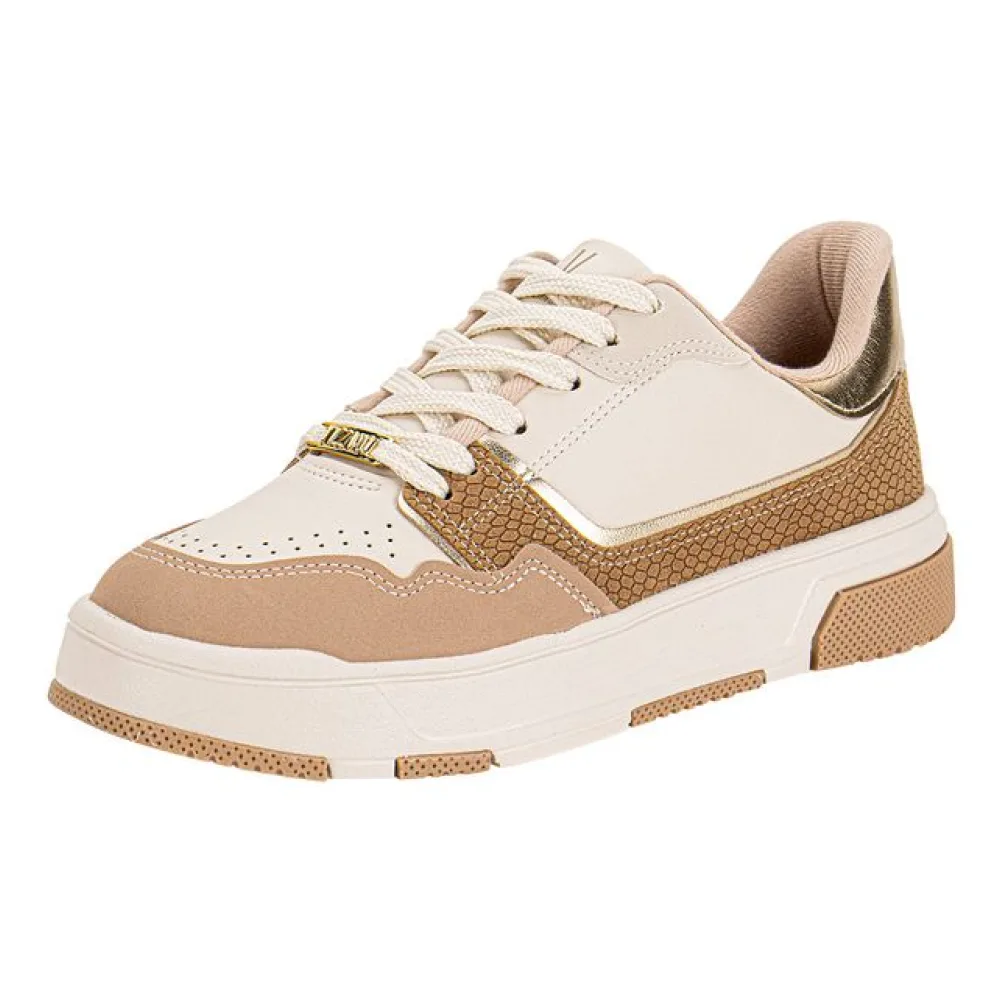 Tênis Feminino Casual Vizzano 1455102 BEGE/DOURADO 35