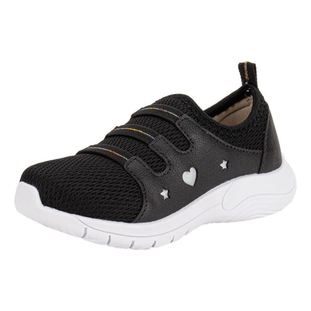 Tênis Infantil Feminino Slip On Lily Kids - 19022 PRETO 01 21