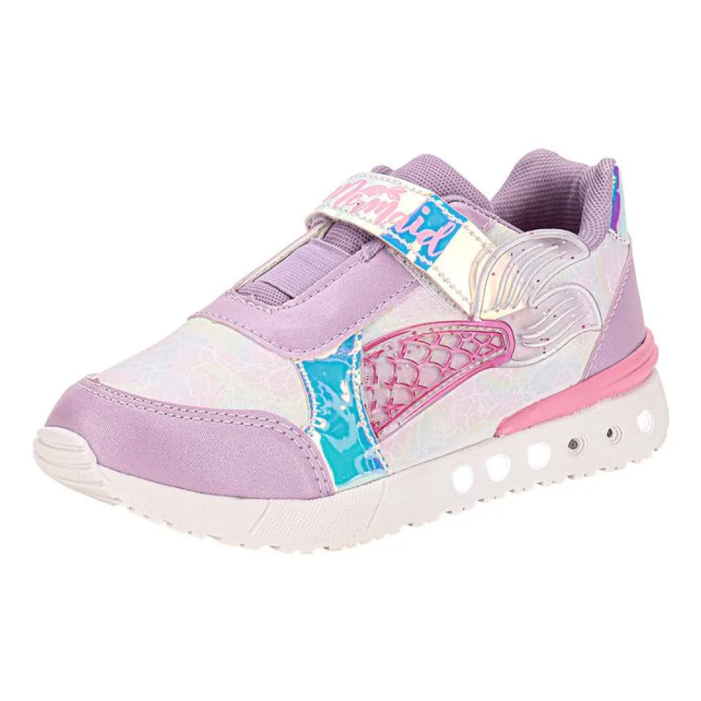 Tênis Infantil Feminino Led Minipé MP2511 BRANCO/LILAS 24